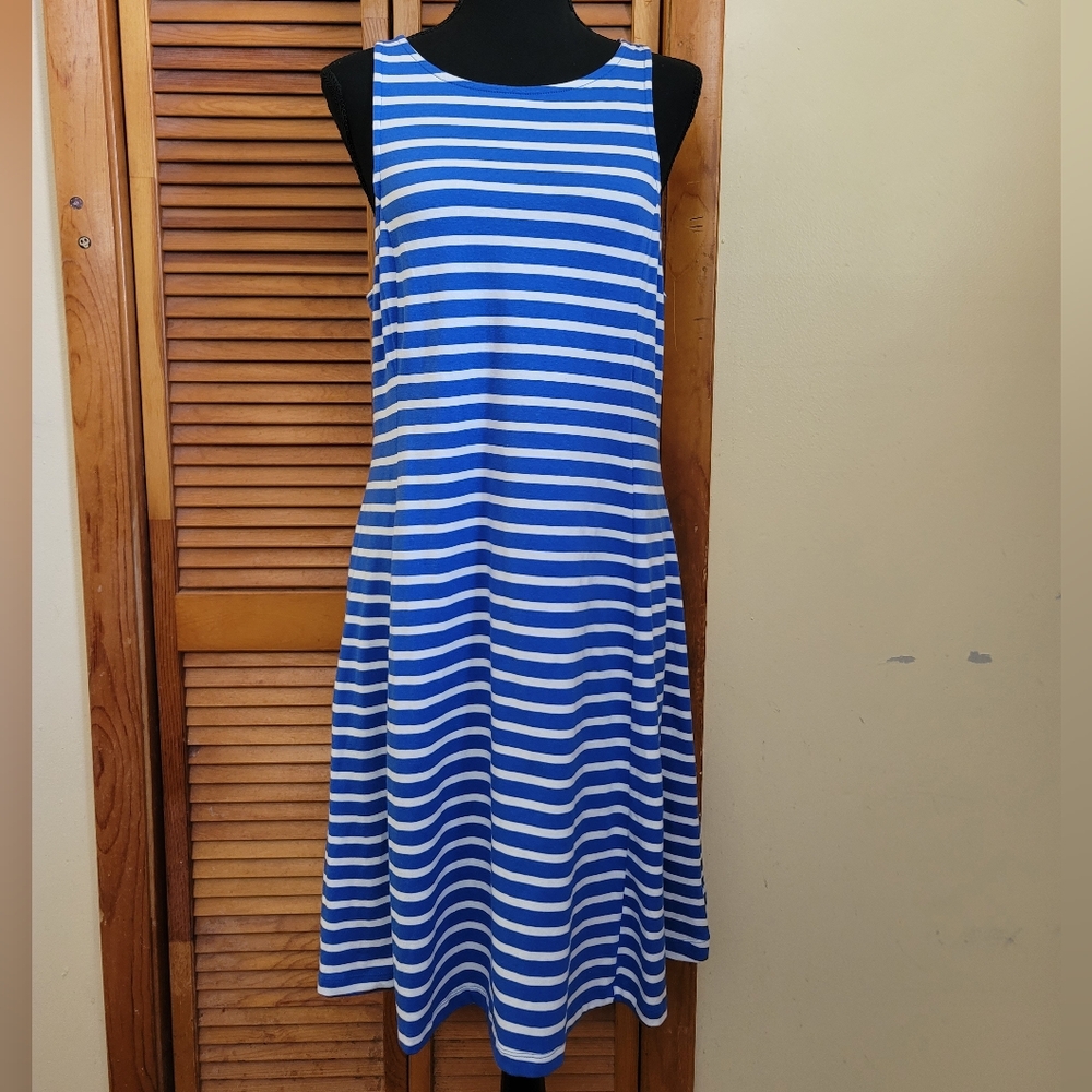Old Navy Blue and White Sleeveless Sundress
